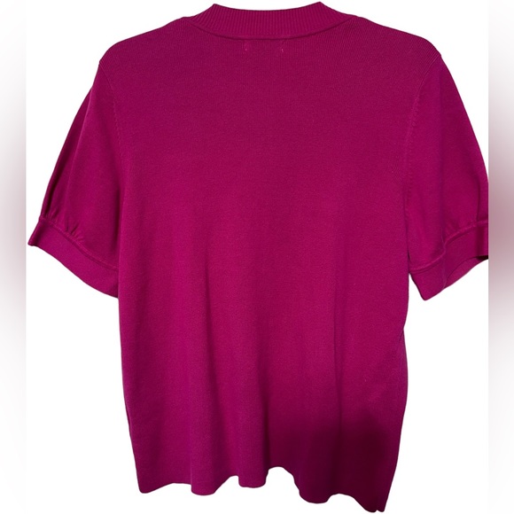 Hampshire Studio Barbie Pink Short Sleeve Cardigan Sweater size L - Picture 2 of 6